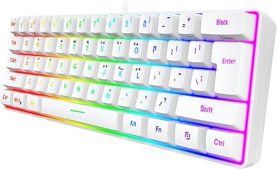 Snpurdiri 60% All-White Keyboard RGB Backlit UK Layout USB-C Cable