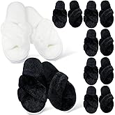 JenPen 7 Pairs Bridesmaids Slippers Women's Cross Band Fuzzy Bachelorette Party Slippers for Wedding Bridal Party