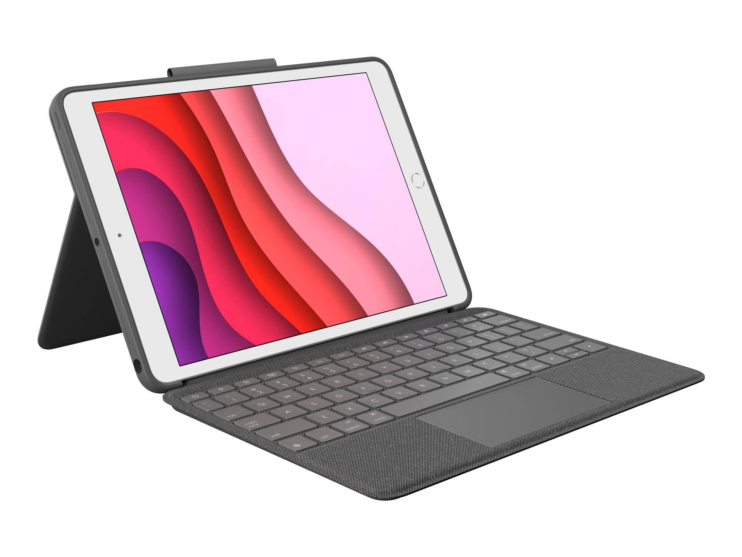 Logitech Combo Touch trackpad case for iPad (7th, 8th, & 9th gen) with precision trackpad, QWERTY Spanish layout - Black