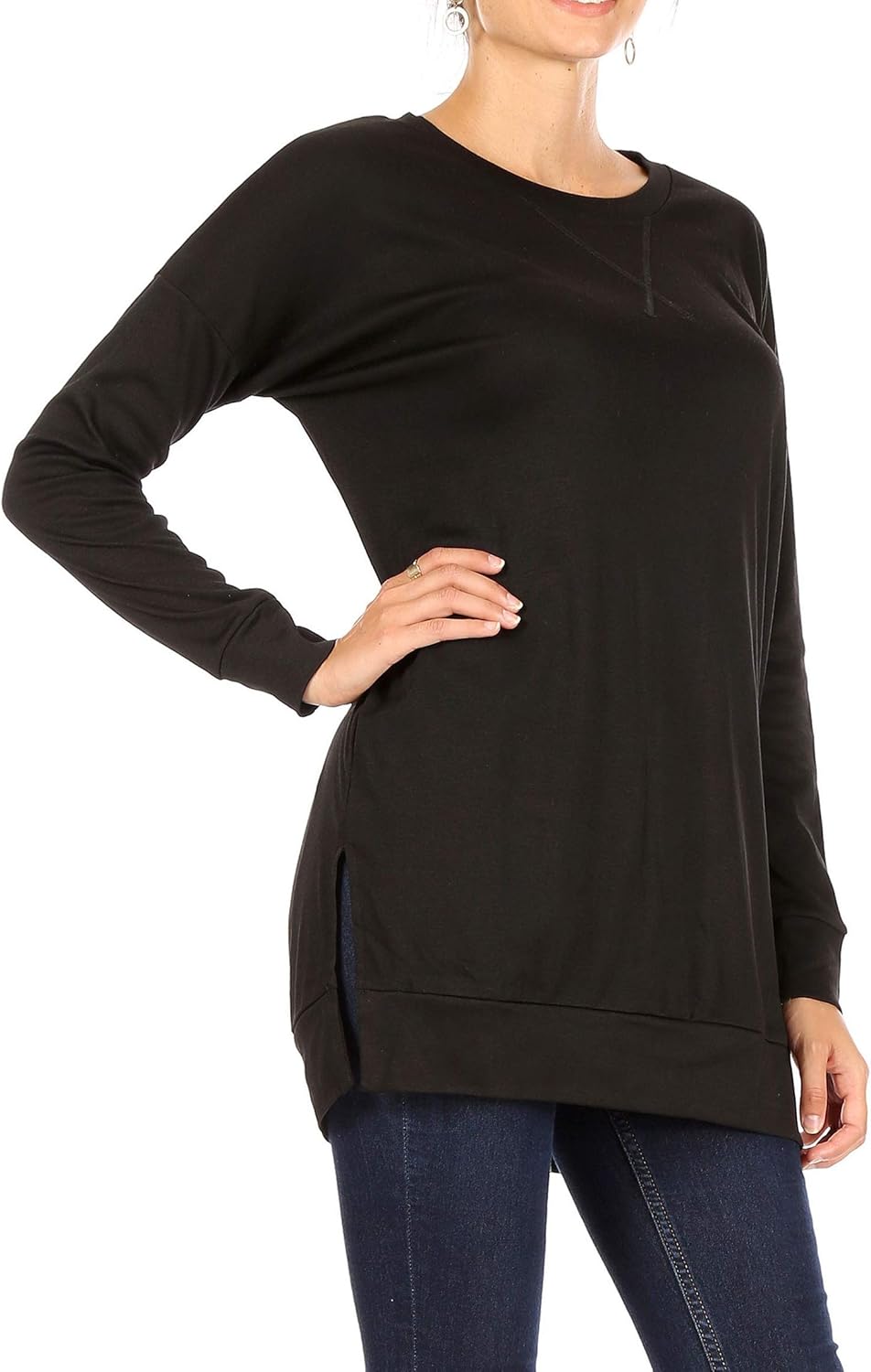 Womens Casual Pullover Tunic Tops For Leggings Long Sleeve Crew Neck Sweater for Fall, Winter, Everyday Loose Tops For Women at  Women’s Clothing store