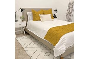 ABP COLLECTION Cotton Bed Runner - 800 Thread Count Pinch Pleated - Luxury, Queen Size, Gold