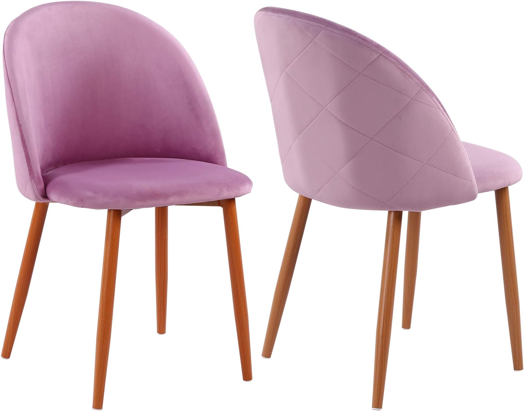 FAYEAN Dining Chair Soft Velvet Cushion Chair with Sturdy Metal Legs for Home Kitchen Living Room, Set of 2(Pink)