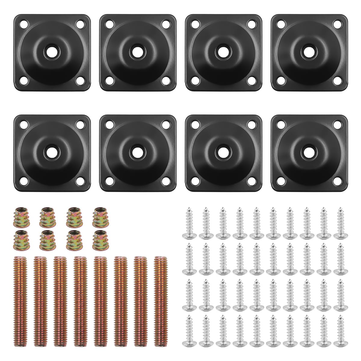 8 Sets Furniture Leg Mounting Plates Set 12 Degree Leg Attachment Plates with 5/16" Hanger Bolts Screws for Furniture Sofa Couches Seats
