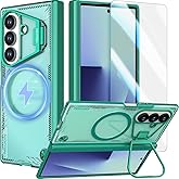 Nillkin for Samsung Galaxy Z Fold 7 Case, Compatible with MagSafe, Built-in [Screen Protector] [Hinge Protection] [Kickstand] Slim Magnetic Anti-Yellow Phone Case for Galaxy Z Fold 7 - Clear Green