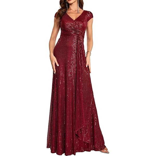 slim fit dress slacks Fashion Mermaid Round Neck Rose Gold Burgundy Sequins Long Bridesmaid –  Anniebride main image 1