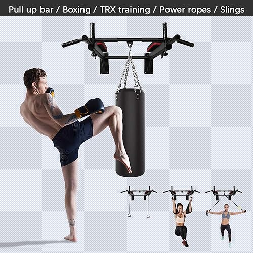 ONETWOFIT Wall Mounted Pull Up Bar Wall Chin Up Bar for Strength