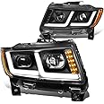 DNA Motoring HL-HPL-JGC11-BK-AM Pair LED Drl Projector Headlight (For 11-13 Jeep Grand Cherokee)