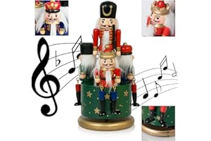 Wagevedex Nutcracker Christmas Decorations of Music Box - Wooden Nutcracker Figures Christmas Ornaments Gifts for Indoor Outdoor Holiday Home Table Party Xmas Decor - Green