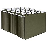 Pendaflex Hanging File Folders, Letter Size, Standard Green, 1/5-Cut Adjustable Tabs, 25 Per Box (81602), Standard Green - 1/5 Tabs