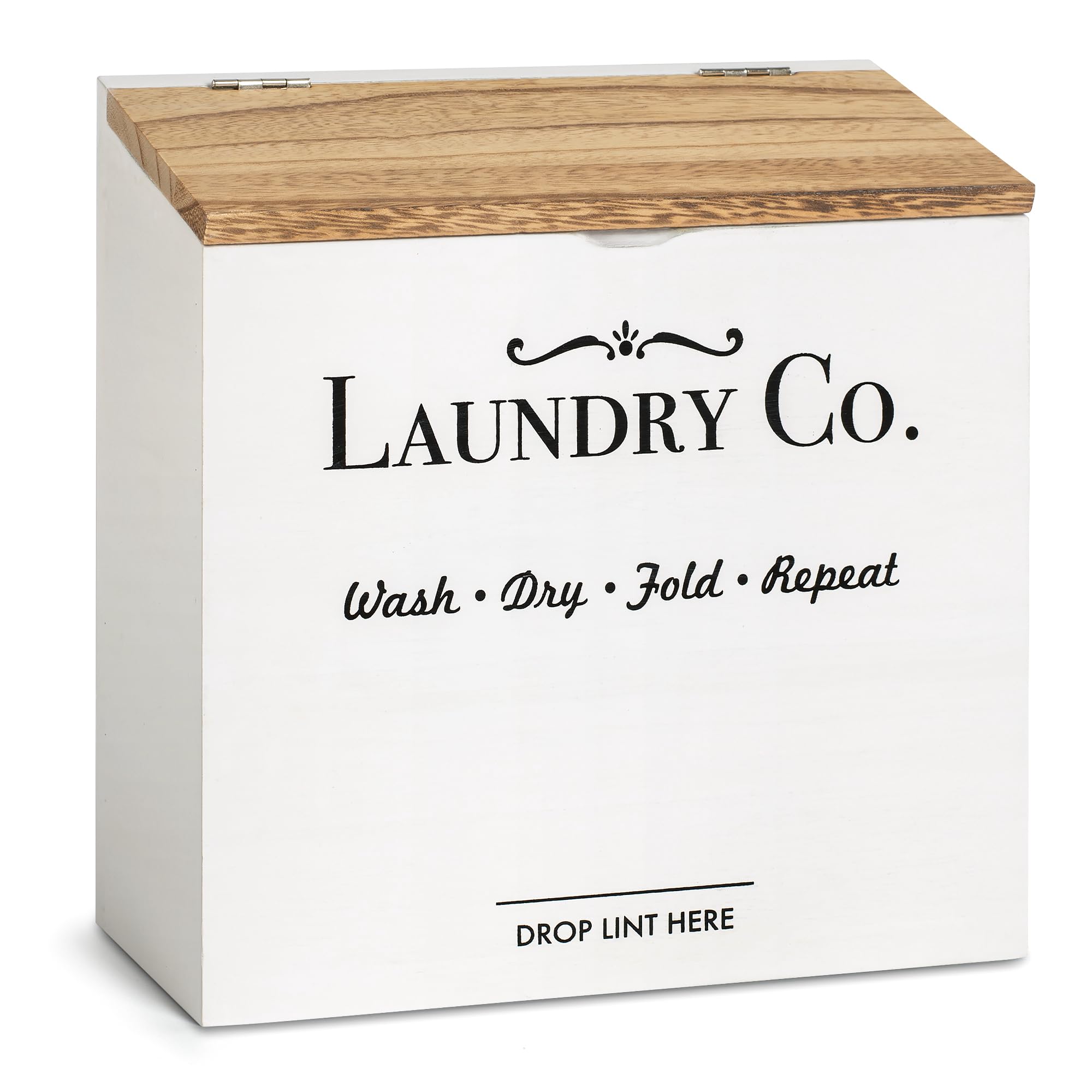 Photo 1 of Waratah Designs Magnetic Lint Bin for Laundry Room - Dryer Lint Bin with Lid - Wooden Lint Holder, Magnetic Lint Trash Can, Rustic Lint Box - Modern Farmhouse Laundry Room Decor, White