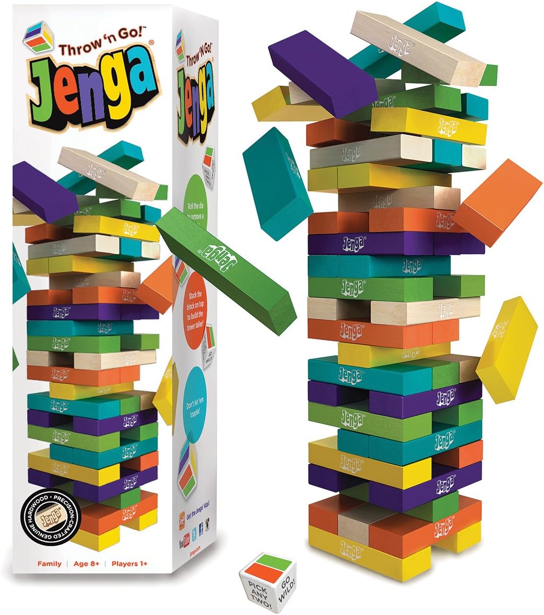 Jenga Throw 'n Go! 1+ Players, Ages 8+, 15 Minutes