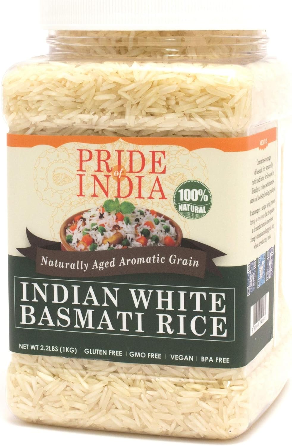 Pride Of India Premium Indian White Basmati Rice 3.3 lbs (53 oz
