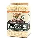 Pride Of India - Extra Long Indian Basmati Rice, Naturally Aged Aromatic Grain, 3.3 Pound (1.5 Kilo) Jar (2.2 Pound + 50% Ext