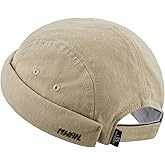 CLAPE Brimless Beanie for Men Soft Cotton Retro Worker Hat Rolled Cuff Harbour No Visor Sailor Fisherman Leon Hat