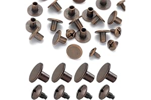 CREEDOX 100 Sets Chicago Screws Antique Copper - 5/16 Inch Zinc Alloy Flat Head Studs Screw Rivets for Leather – Suitable for DIY Leather Crafts, Belts, Handbags & Garments