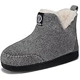 BUGUKI Booties Slipper for Men and Women, Plush Lining Winter Warm House Shoes Memory Foam Slipper Boots
