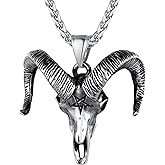 U7 Inverted Cross Necklace, Upside Down Cross Pendant, Stainless Steel Jewelry Devil Necklaces, Baphomet Goat Head Pendant for Men Women