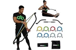 Travel Gorilla Bow Portable Home Gym System, Strength Training Equipment 100 Plus Quality Workouts, All in One Exercise Equipment for Travel, Home Gym & Outdoor Workouts