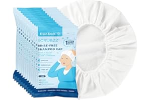 Scrubzz Shampoo Caps No Rinse for Elderly and Bedridden Patients, Rinse Free Shampoo Caps for Post Surgery and Hospital Stays, Waterless Hair Washing Shower Caps - 12 Pack