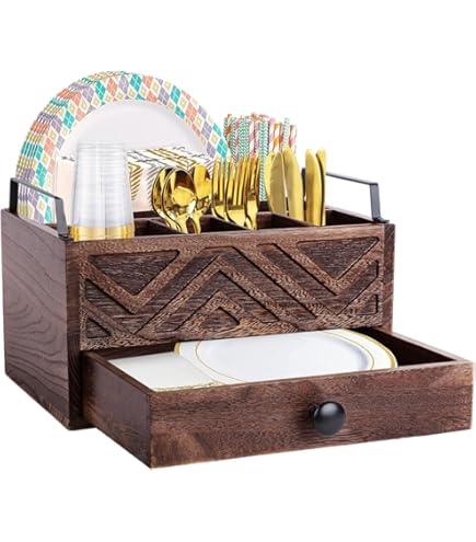 Holz Papierplattenspender Mit 5 Fächern - Rustikal 30x19,5x12cm