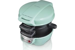 Hamilton Beach Breakfast Sandwich Maker with Egg Cooker Ring, Customize Ingredients, Perfect for English Muffins, Croissants, Mini Waffles, Perfect White Elephant Gifts, Mint (25482)