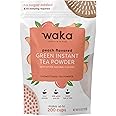Waka Instant Green Tea Mix, Peach Flavored - 100% Tea Leaves, No Additives, Unsweetened Tea Powder in Bulk Pouch – Easy Quick Hot and Iced Teas, Up to 200 Cups (4.5oz)