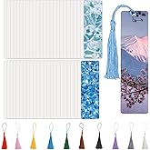 AceSubli 50 Pcs Metal Sublimation Bookmarks Double Sided, 6"x1.5" Sublimation Bookmark Blank Bulk Aluminum Sublimation Blanks DIY Bookmarks with Hole and Colorful Tassels for Crafts Gift 0.45mm Thick