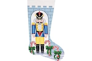 Alice Peterson Home Creations Holiday Edition Needlepoint Stocking Kit- Nutcracker Soldier- Large, Deluxe Size