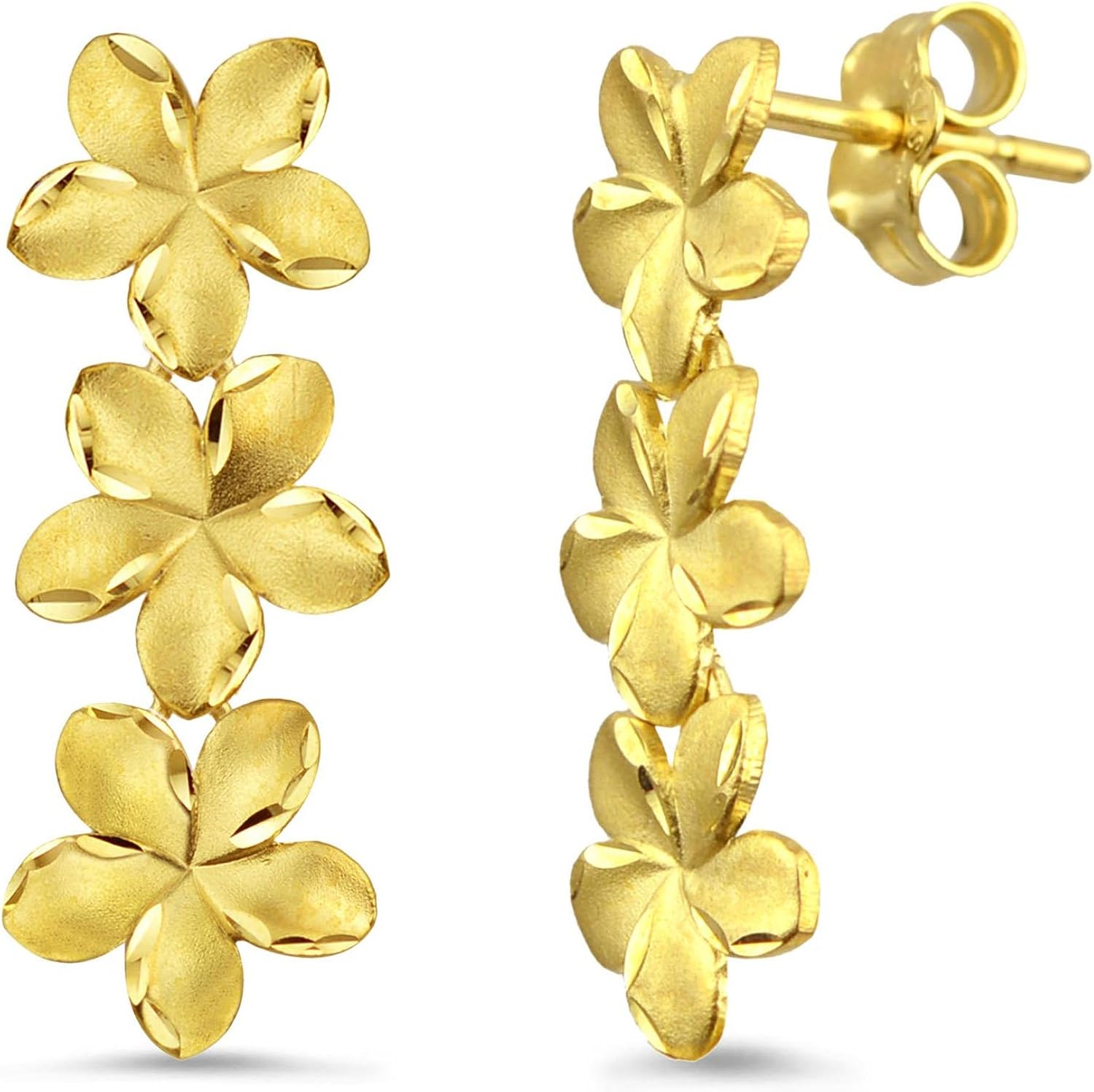 10k Gold Plumeria Earrings Jewelry