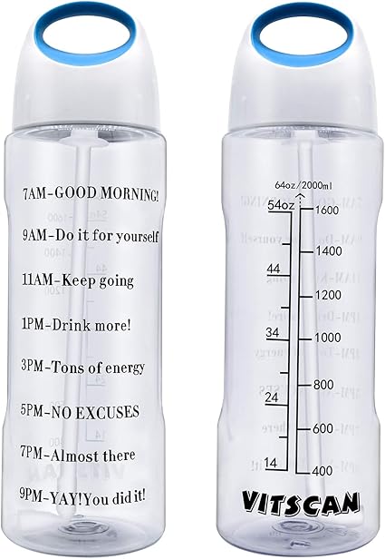 large water bottle with time markings