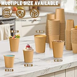 Lamosi 200 Pack 10 oz Kraft Paper Cups, Brown