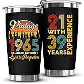 ZAGKOO 60th Birthday Gifts for Men, Women - Cool 60th Birthday Gifts for Men, Dad - 60 Year Old Funny Gag Gift Vintage 1965 Decorations - Happy Turning 60 Ideas - 20oz Black Tumbler Cup Gift Box