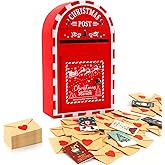 JULEASEL Christmas Postbox with 30 Mini Greeting Cards and Envelopes, Holiday Love Postbox for Couples & Family, Cute Xmas Gi