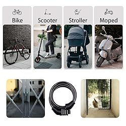 Bike Lock Cable, 4 Digit 3 Feet Long Bike Lock