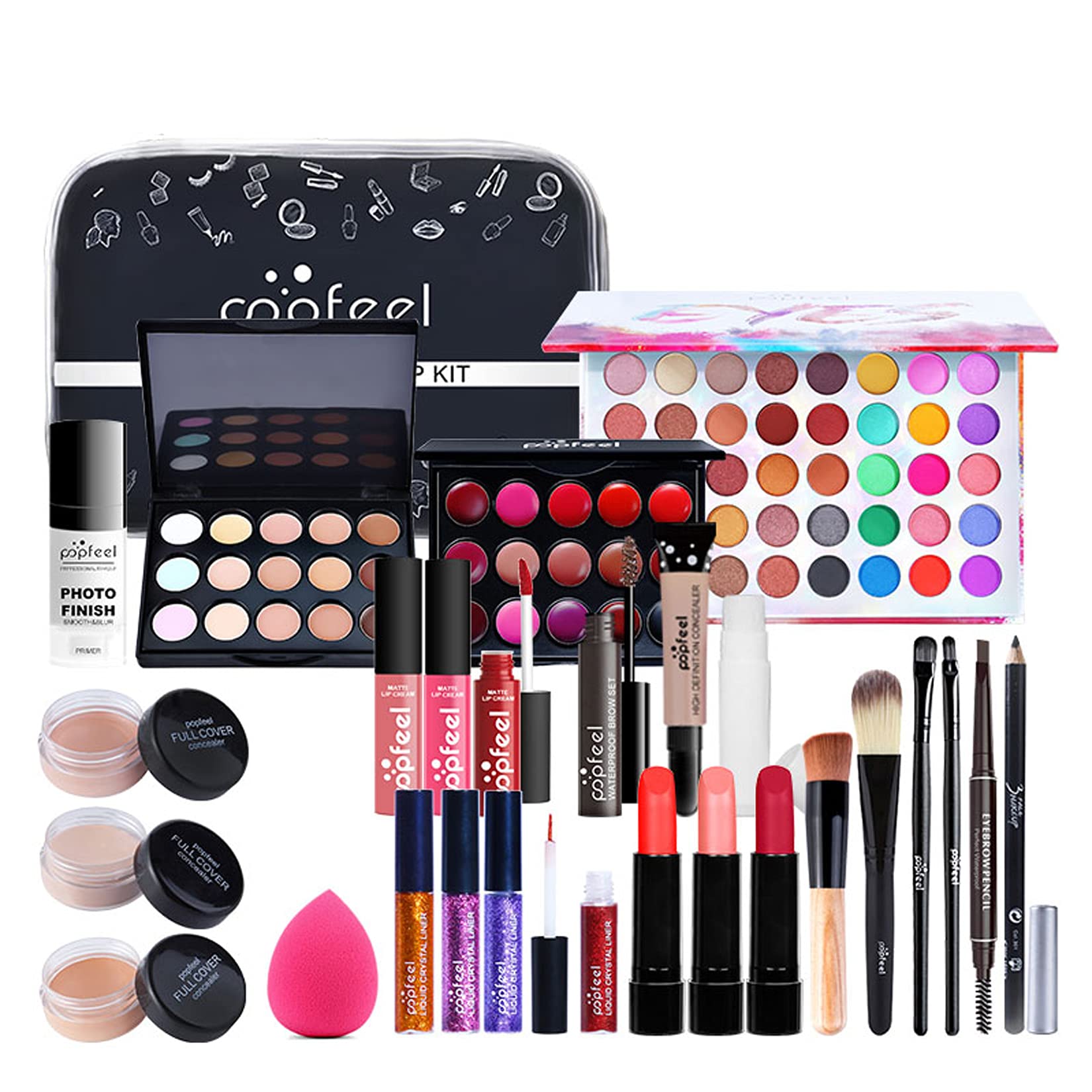 Professional Makeup Set,MKNZOME Cosmetic Make Up Starter Kit With Storage Bag Portable Travel Make Up Palette Birthday Xmas Gift Set Full Sizes Eyeshadow Foundation Lip Gloss for Teenage & Adults