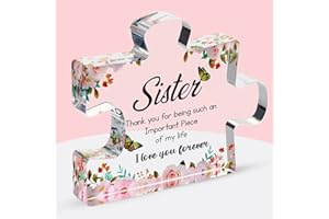 VELENTI Sister Gifts from Sister - Engraved Acrylic Puzzle Piece with Heartfelt Message - Perfect Sister Birthday, Thanksgiving, Christmas Gift Paperweights - Cute Decoration for Home, Office