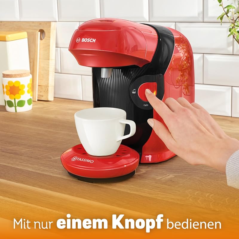 Tassimo Style friendly Kapselmaschine TAS113E, über 70 Getränke, geeignet für alle Tassen, vollautomatisch, nachhaltig, platzsparend, 1400 W, rot