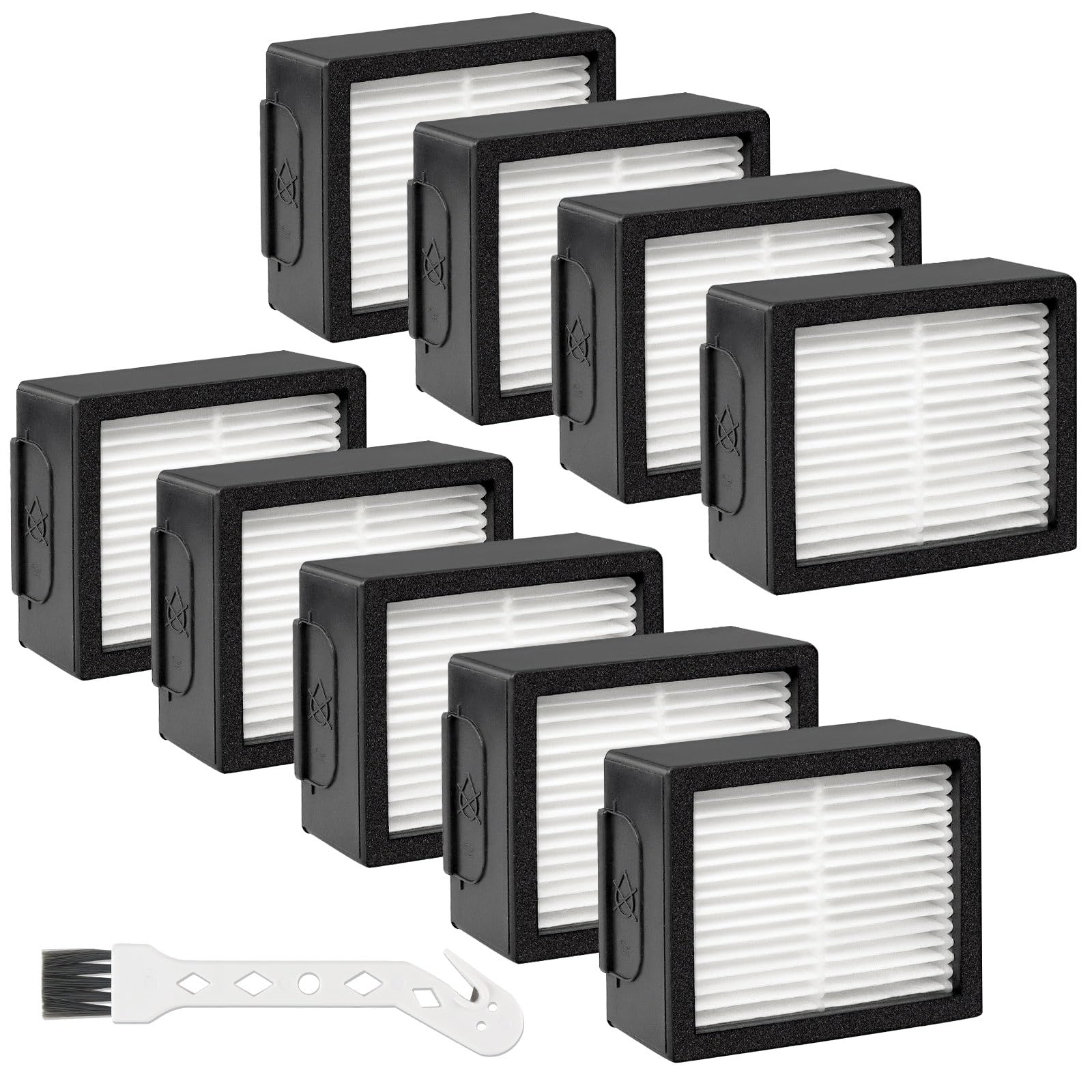 9Pack HEPA Filters Replacement for iRobot Roomba E I & J Series Combo E5 E6 E7 i3 i3+ i4 i4+ i5 i5+ i6 i6+ i7 i7+ i8 i8+ J5 J6 J8 Vacuum Cleaner-9 High-Efficiency Filters 4639161, 1 Brush by Techecook