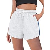 popvil Sweat Shorts Women Casual Cotton Lounge Comfy Drawstring Fleece Shorts with Pockets