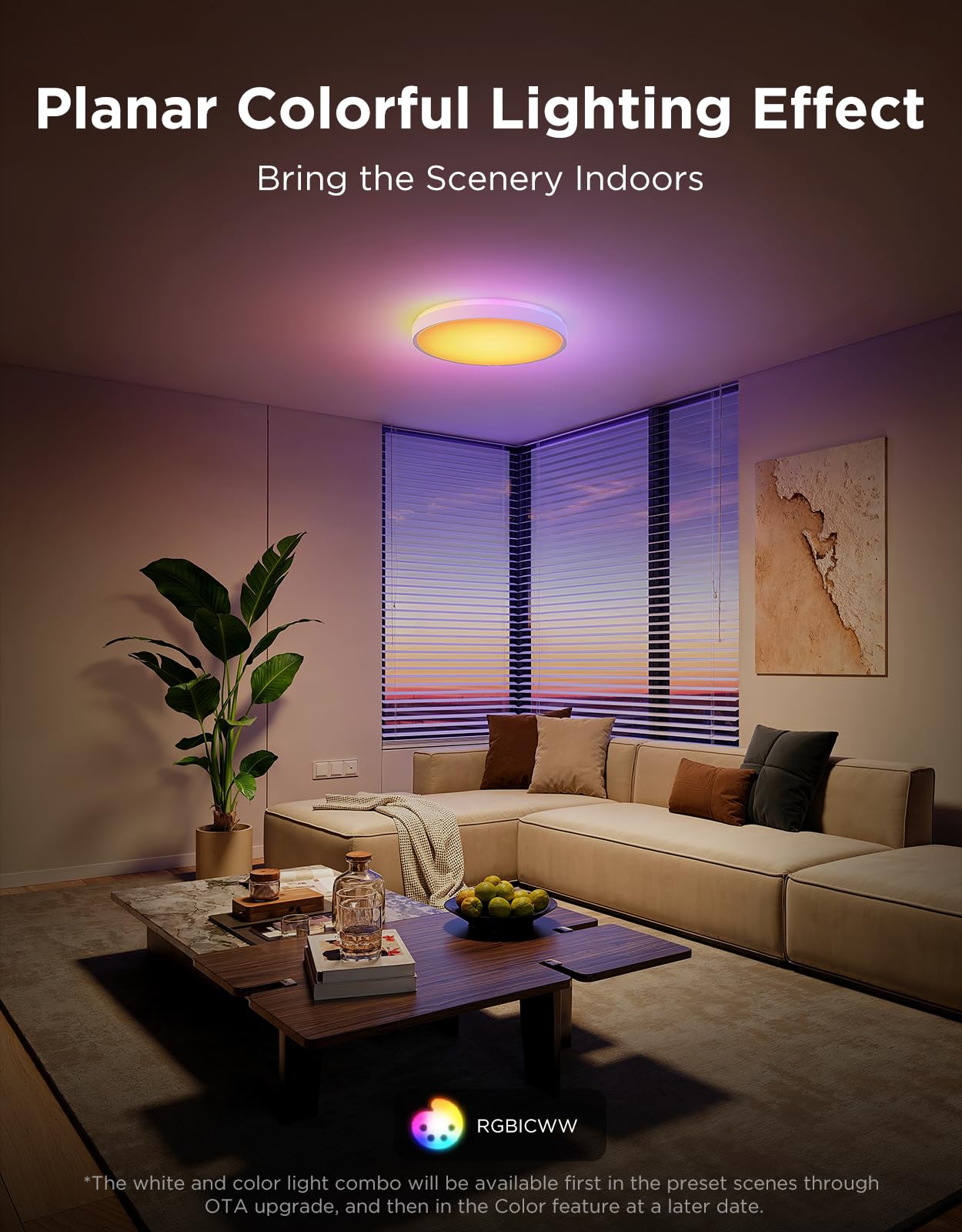 Govee Smart Ceiling Light 4300LM, RGBIC LED Ceiling Light Fixture Works with Matter, Flush Mount Light Fixture, DIY Colors, 2700K-6500K Dimmable for Bedroom, Living Room, 15 Inch, 1 Pack