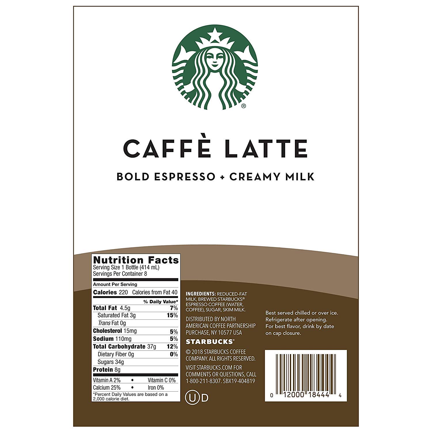 Starbucks Iced Latte, Vanilla, 14oz Bottles, 8 Count: Grocery & Gourmet Food