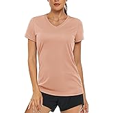 MAGCOMSEN Women's T Shirts Short Sleeve Workout Tops UPF 50+ Sun Protection V-Neck Moisture Wicking Quick Dry Tee