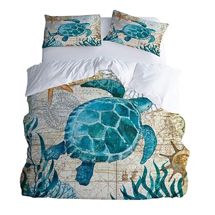 Rose Auroma 3d Sea Turtle Bedding Set Duvet Seaweed Sea Turtle