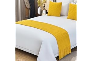 nstvifu Knit Bed Runners for King Size Bed, Solid Color Bed Scarf with Tassel, Boho Woven Bed Scarves No Fading Soft Bed Throw Blanket for Bedroom Home Hotel (Pillowcases *2,B1)