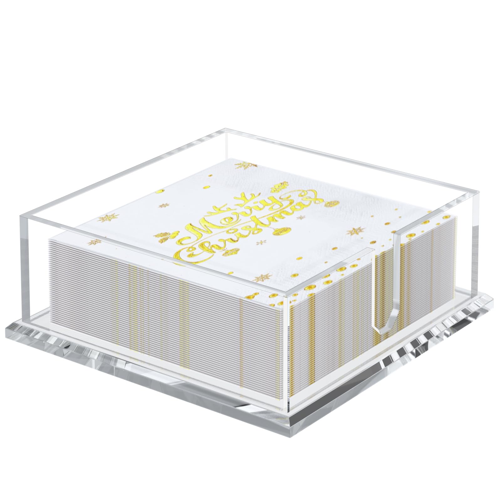 Photo 1 of Napkin Holder for Table, Acrylic Napkin Paper Towel Holder for Kitchen, Clear Acrylic Guest Towel Holder Tray for Bathroom, Cocktail Napkin Holder for Dinner (Square Clear 7'')