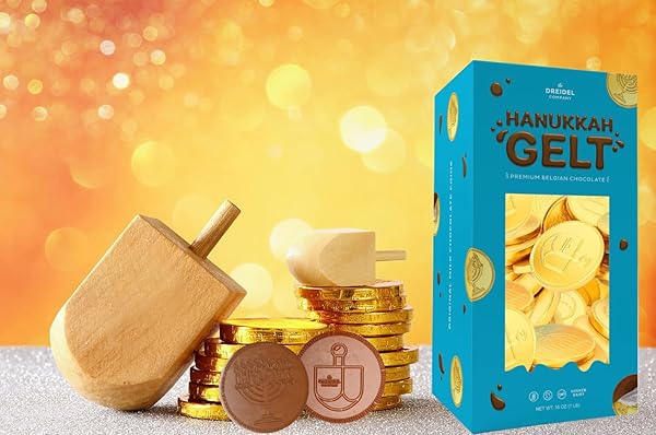 THE DREIDEL COMPANY HANUKKAH GELT, NUT-FREE, BELGIAN COINS, FOIL WRAPPED GOLD COINS, KOSHER CHANUKAH GELT (1 POUND)