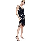 MISSCHEN Women's Deep V Neck Spaghetti Strap Slip Mini Short 1920s Flapper Gatsby Dress