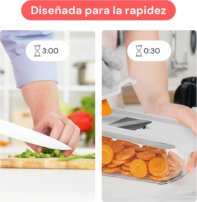 Pro - Mandolina de Cocina, Cortador en Juliana y Rallador 6-en-1