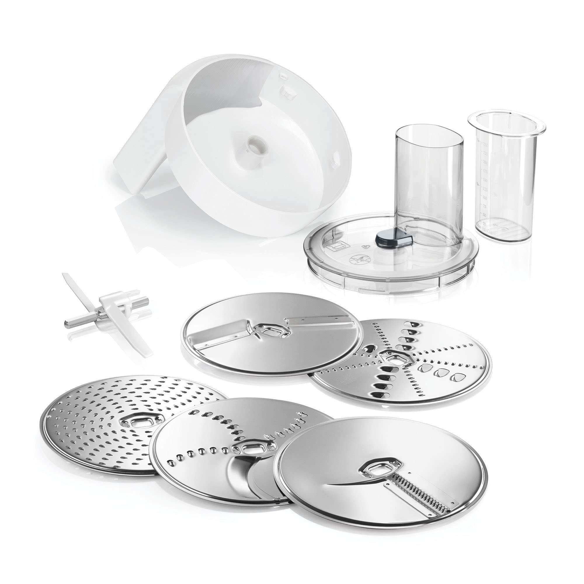 Bosch VeggieLove MUZ5VL1 accessory set, continuous schnitzler including 5 slices (cutting turning disc, rasping disc, medium-fine grater disk, for Asian vegetables and rösti), multicolor