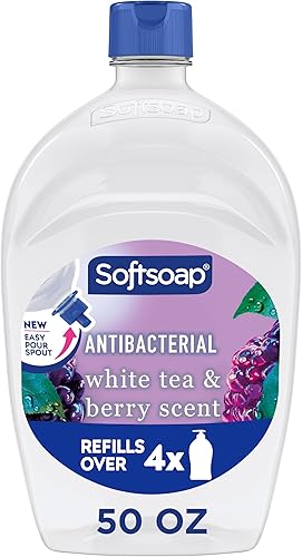 Softsoap Antibacterial Liquid Hand Soap, White Tea & Berry Scent, 50 fl oz | Refill Size, Paraben-Free, Phthalate-Free, Bathroom and Kitchen Hand Soap, Daily Handwashing, Gentle on Hands